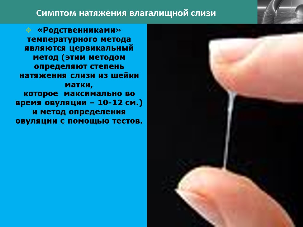 «Родственниками» температурного метода являются цервикальный метод (этим методом определяют степень натяжения слизи из шейки